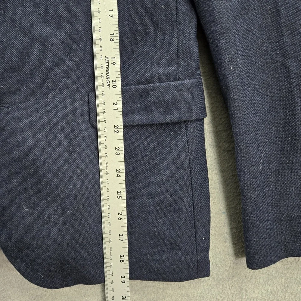 Hugo Boss Men Blazer 40R‎ Blue Polyester Virgin Wool Button Long Sleeve